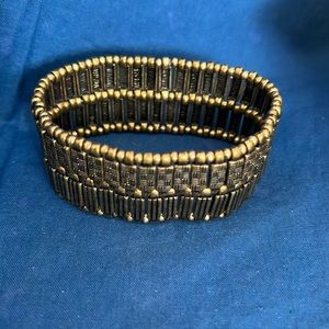 Premier Designs blackened gold tone stretch bracelet.